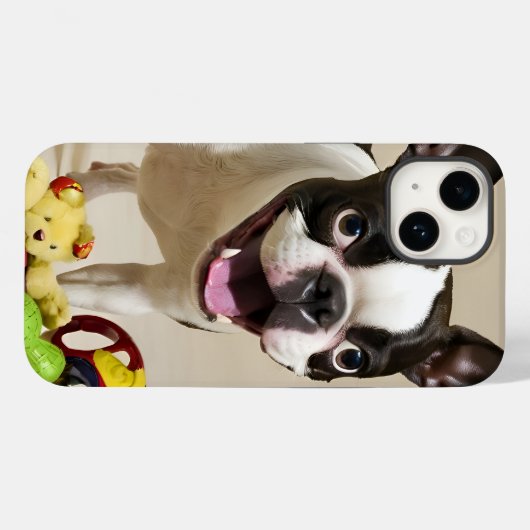 Boston Terrier Dog Spelen met Speelgoed Case-Mate iPhone Case (Achterkant (horizontaal))
