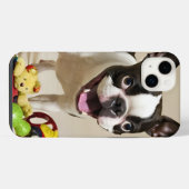 Boston Terrier Dog Spelen met Speelgoed iPhone Hoesje (Achterkant horizontaal)