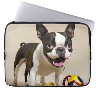 Boston Terrier Dog Spelen met Speelgoed Laptop Sleeve