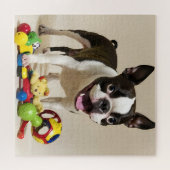 Boston Terrier Dog Spelen met Speelgoed Legpuzzel (Horizontaal)