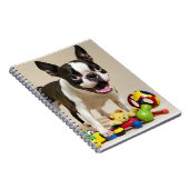 Boston Terrier Dog Spelen met Speelgoed Notitieboek (Rechterzijde)