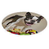 Boston Terrier Dog Spelen met Speelgoed Snijplank (Hoek)