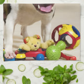 Boston Terrier Dog Spelen met Speelgoed Theedoek (Gevouwen)