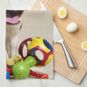 Boston Terrier Dog Spelen met Speelgoed Theedoek (Quarter Fold)