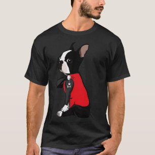 Boston Terrier Dog Tattoo I Love Dad Vaderdag T-shirt