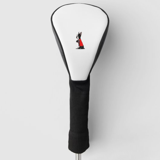 Boston Terrier Dog Tattoo Ik hou van papa Funny Fa Golfheadcover (Voorkant)