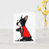 Boston Terrier Dog Tattoo Ik hou van papa Funny Fa Kaart (Gele Bloem)
