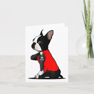 Boston Terrier Dog Tattoo Ik hou van papa Funny Fa Kaart