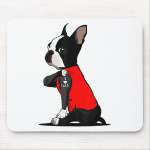 Boston Terrier Dog Tattoo Ik hou van papa Funny Fa Muismat