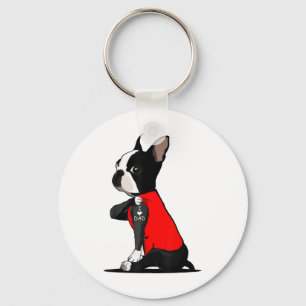 Boston Terrier Dog Tattoo Ik hou van papa Funny Fa Sleutelhanger
