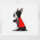 Boston Terrier Dog Tattoo Ik hou van papa Funny Fa Sparkling Wijnetiket (Enkel label)