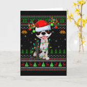 Boston Terrier Dog Ugly Christmas Sweater Holiday  Kaart (Gele Bloem)