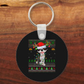 Boston Terrier Dog Ugly Christmas Sweater Holiday  Sleutelhanger (Voorkant)