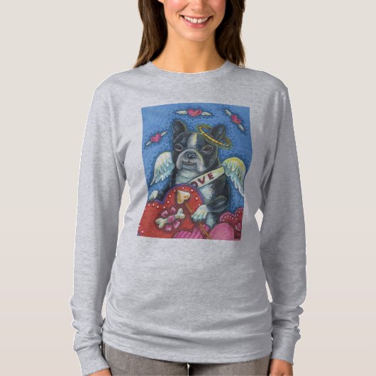Boston Terrier, DOG VALENTIJN LONG SLEEVE T SHIRT (Voorkant)
