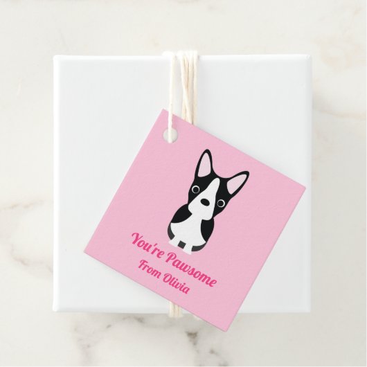 Boston Terrier Dog Valentijnsdag Bedankjes Labels (In situ)
