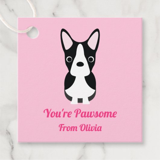 Boston Terrier Dog Valentijnsdag Bedankjes Labels (Voorkant)