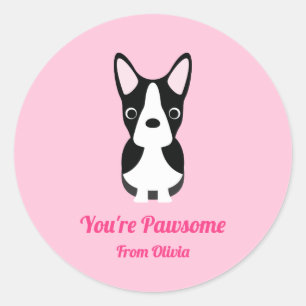 Boston Terrier Dog Valentijnsdag Ronde Sticker
