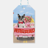 Boston Terrier Dog Valentijnsdag Truck Hearts Cadeaulabel (Achterkant)