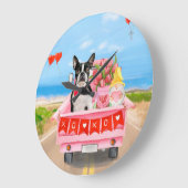 Boston Terrier Dog Valentijnsdag Truck Hearts Grote Klok (Hoek)