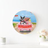 Boston Terrier Dog Valentijnsdag Truck Hearts Grote Klok (Huis)