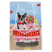 Boston Terrier Dog Valentijnsdag Truck Hearts Medium Cadeauzakje (Voorkant)