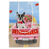 Boston Terrier Dog Valentijnsdag Truck Hearts Medium Cadeauzakje (Achterkant)