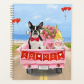Boston Terrier Dog Valentijnsdag Truck Hearts Planner (Voorkant)