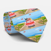 Boston Terrier Dog Valentijnsdag Truck Hearts Stropdas (Opgerold)