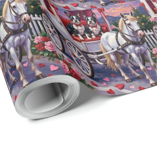 Boston Terrier Dog Valentine's Day Cadeaupapier (Rol Hoek)