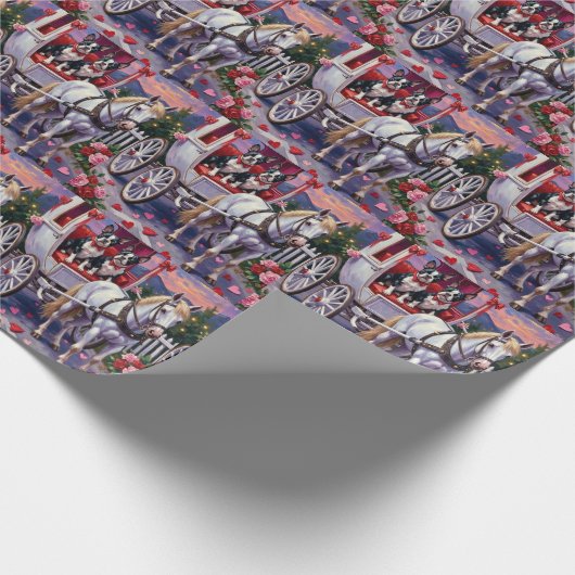 Boston Terrier  Dog Valentine's Day Cadeaupapier (Hoek)