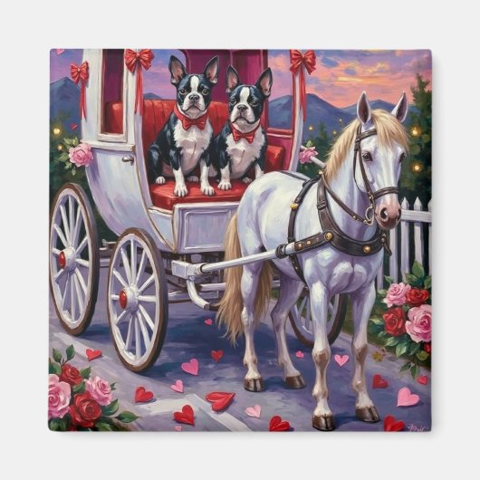 Boston Terrier  Dog Valentine's Day Magneet (Voorkant)