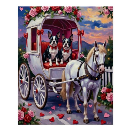 Boston Terrier Dog Valentine's Day Perfect Poster (Voorkant)