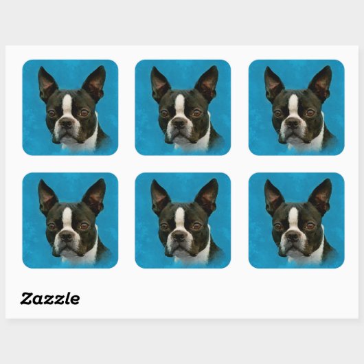 Boston Terrier dog Vierkante Sticker (Vel)