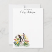 Boston Terrier Dog Waterverf Puppy Personalized Notitiekaartje (Voorkant)