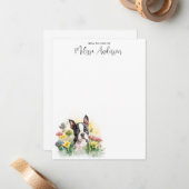 Boston Terrier Dog Waterverf Puppy Personalized Notitiekaartje (Voorkant / Achterkant in situ)