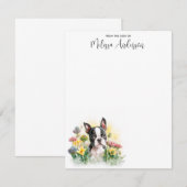 Boston Terrier Dog Waterverf Puppy Personalized Notitiekaartje (Voorkant / Achterkant)