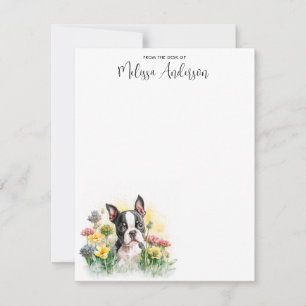 Boston Terrier Dog Waterverf Puppy Personalized Notitiekaartje