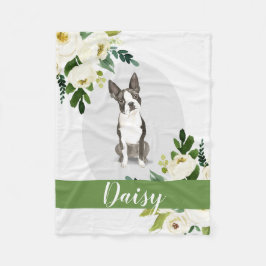 Boston Terrier Dog witte gepersonaliseerde waterve Fleece Deken