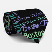 Boston Terrier Dog Word Art patroon Stropdas (Opgerold)