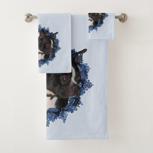 Boston Terrier Dog Wreath Bad Handdoek (Insitu)