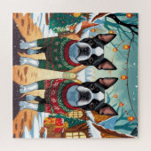 Boston Terrier Dogs Christmas Snow Holiday Legpuzzel (Horizontaal)