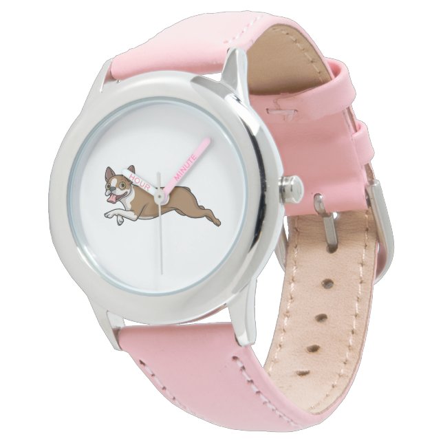 Boston Terrier Dogs Fawn Boston Terrier Running Horloge (Gekanteld)