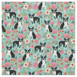 Boston Terrier dogs  florals Stof