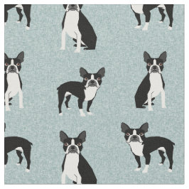 Boston Terrier dogs lichtblauw Stof