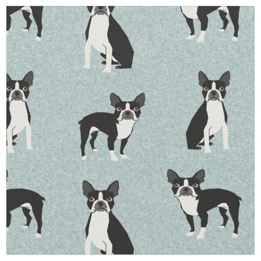 Boston Terrier dogs lichtblauw Stof (Close Up)