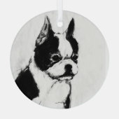 Boston Terrier door Hevener Glas Ornament (Achterkant)