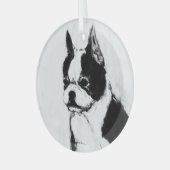 Boston Terrier door Hevener Glas Ornament (Voorkant links)