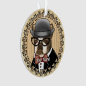 Boston Terrier Draagt Bril Ornament (voorkant)