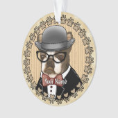 Boston Terrier Draagt Bril Ornament (voorkant)