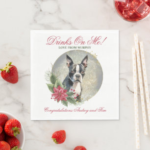 Boston Terrier Drinkt op Mij Hond foto Servet